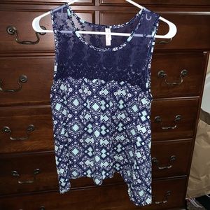 Blue & Teal Patterned Blouse